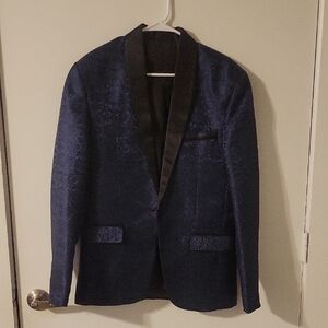 Navy Blue Blazer with Black Lapel